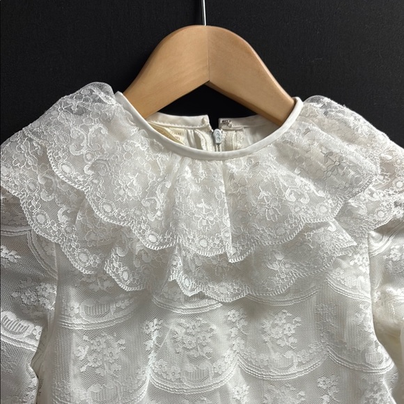 Dorissa international Nicole White lace Ruffled dress Bishop Sleeves size 7 - Picture 3 of 9